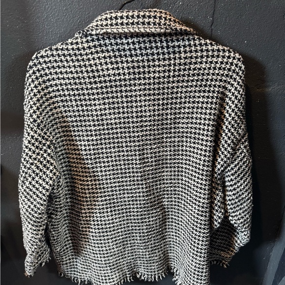Zara Tweed Black and White Houndstooth Button Up Jacket Size Small - Picture 4 of 4